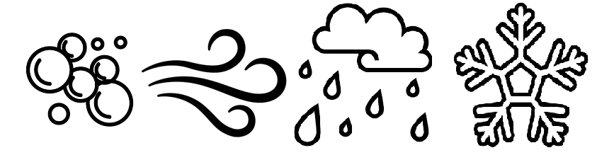 SCHUIM, WIND, REGEN EN SNEEUWMACHINES